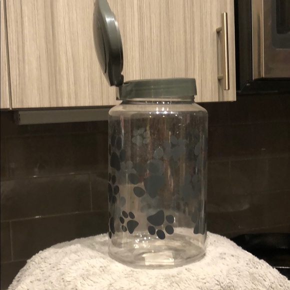 Dog Snack Jar - Plastic Gray Paw Prints - Picture 5 of 6